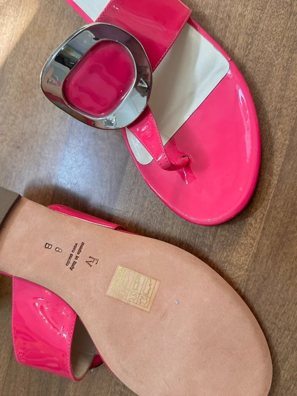 Frances Valentine Noel Vibrant Pink Sandal with Silver Accent